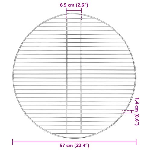 BBQ Grill Rács Ezüst Ø57 cm Rozsdamentes Acél