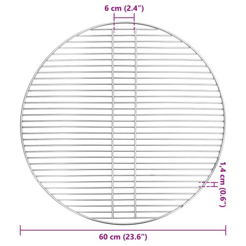  BBQ Grill Rostél Ezüst Ø60 cm Rozsdamentes Acél