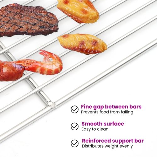  BBQ Grill Rács Téglalap 40x35 cm 304 Rozsdamentes Acél