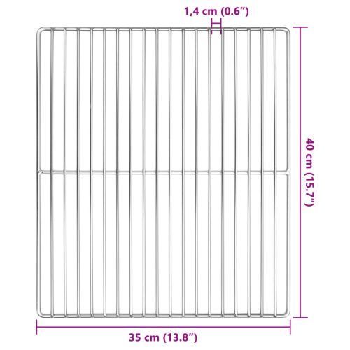  BBQ Grill Rács Téglalap 40x35 cm 304 Rozsdamentes Acél