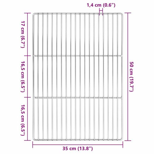  Grill rács Ezüst 50 x 35 cm Rozsdamentes acél
