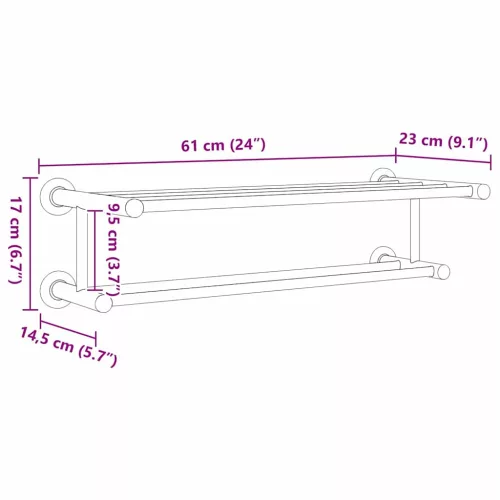  Törölközőtartó Fekete 61 x 23 x 17 cm Rozsdamentes acél