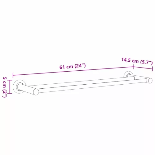  Törölközőtartó Fekete 61 x 14.5 x 5 cm Rozsdamentes acél