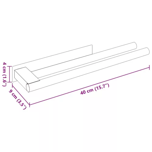  Törölközőtartó Fekete 40 x 9 x 4 cm Rozsdamentes acél