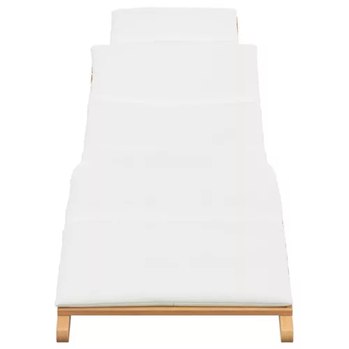  Napozó párnával Krémfehér 188 x 55 x 59 cm Tömör tíkfa