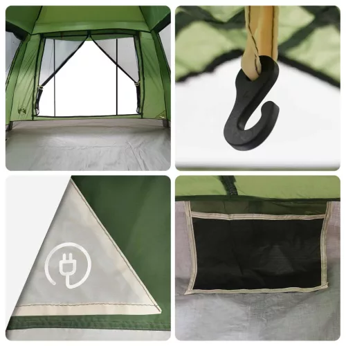  Azonnali sátor esővédővel 3 személyes gyorskioldóval Zöld
