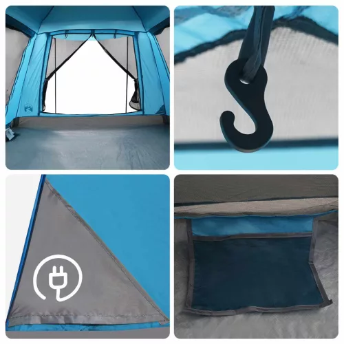  Azonnali sátor esővédővel 3 személyes gyorskioldóval Kék