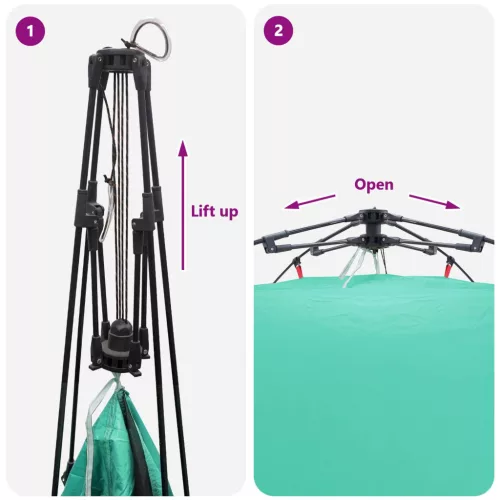  Azonnali sátor tárolóval Tengeri Zöld 260 x 260 x 185 cm Acél