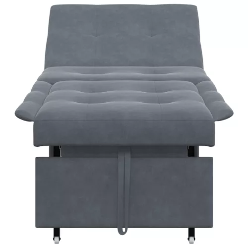  Sofa ágy 3 az 1-ben kihúzható dizájn sötétszürke bársony