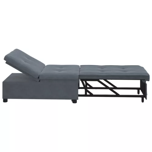  Sofa ágy 3 az 1-ben kihúzható dizájn sötétszürke bársony