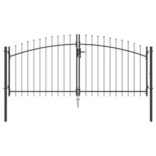  kerti kapu tüske tetejű szürke 125 x 300 cm acél