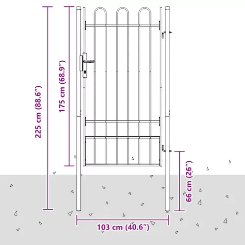  Kerítés kapu Szürke 100 x 175 cm Porszórt acél