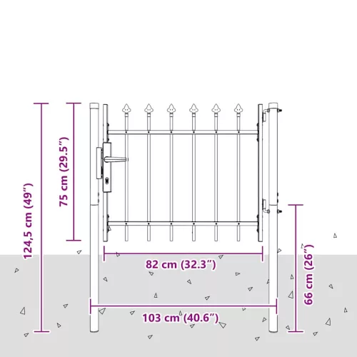  Kerítés kapu Szürke 100 x 75 cm Porszórt acél