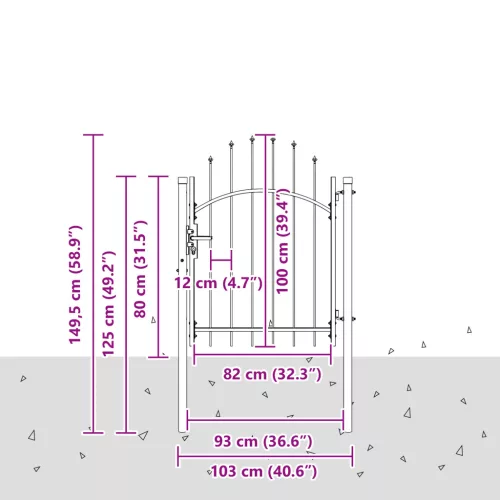  Kerti kapu zárral Szürke 100 x 100 cm Acél