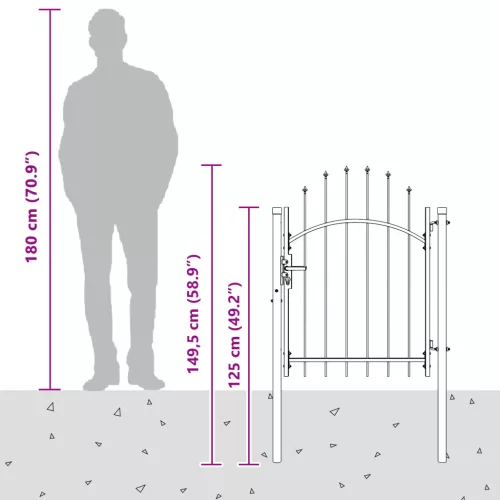  Kerti kapu zárral Szürke 100 x 100 cm Acél