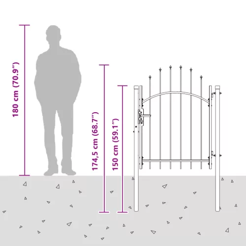  Kerti kapu zárral Szürke 100 x 125 cm 125 x 100 cm Acél