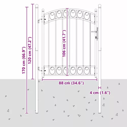 Kerítés kapu zárral Szürke 150 x 100 cm Porszórt Acél