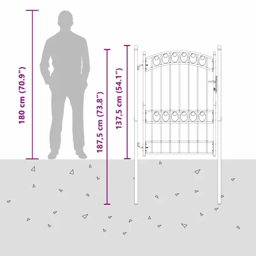  Kerítés kapu zárral Szürke 170 x 100 cm Porszórt Acél