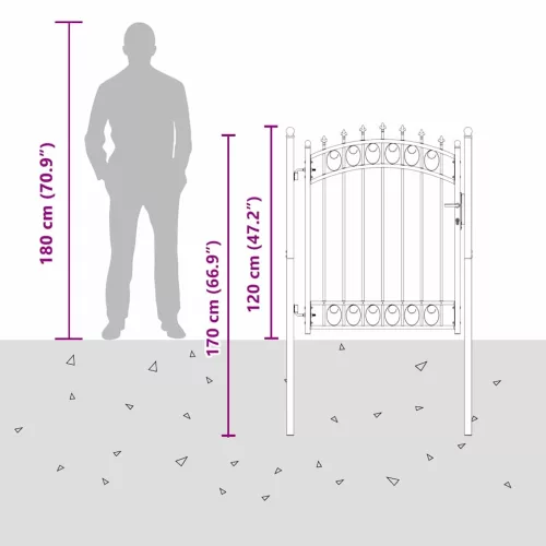  Tüskés kerítési kapu zárral Szürke 150 x 100 cm Porszórt Acél