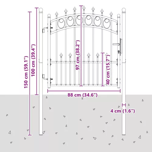  Kapu tüskékkel Szürke 100 x 100 cm Porszórt Acél