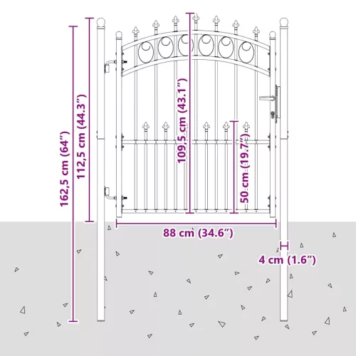  Kapu tüskékkel Szürke 125 x 100 cm Porszórt Acél