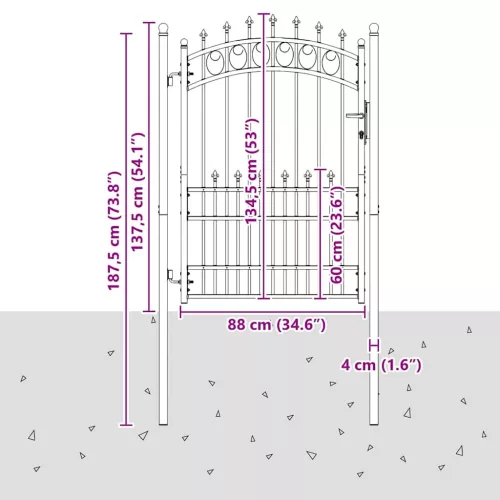  Kapu tüskékkel Szürke 170 x 100 cm Porszórt Acél