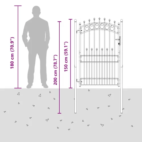 Kapu tüskékkel Szürke 200 x 100 cm Porszórt Acél