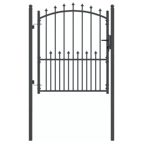  Tüskés kerítési kapu zárral Szürke 125 x 100 cm Porszórt Acél