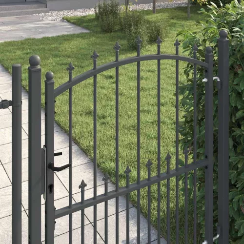  Tüskés kerítési kapu zárral Szürke 150 x 100 cm Porszórt Acél