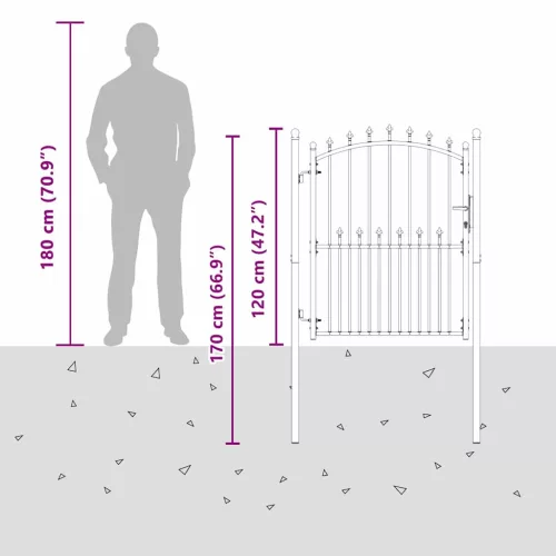  Tüskés kerítési kapu zárral Szürke 150 x 100 cm Porszórt Acél