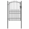  Tüskés kerítési kapu zárral Szürke 200 x 100 cm Porszórt Acél