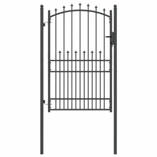  Tüskés kerítési kapu zárral Szürke 200 x 100 cm Porszórt Acél