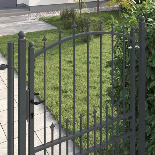  Tüskés kerítési kapu zárral Szürke 200 x 100 cm Porszórt Acél