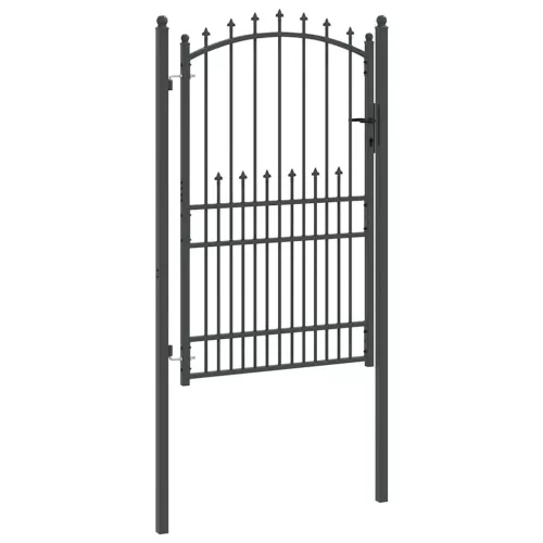  Tüskés kerítési kapu zárral Szürke 200 x 100 cm Porszórt Acél