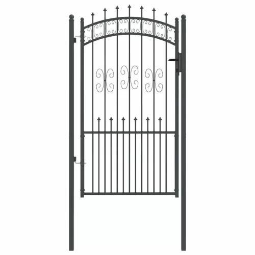  Kerítéskapu Lándzsa Tetejével zárral Szürke 103 x 175 cm Acél