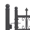  Kerítéskapu Lándzsa Tetejével zárral Szürke 404 x 75 cm Acél
