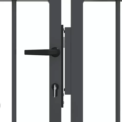  Kerítéskapu Lándzsa Tetejével zárral Szürke 404 x 125 cm Acél