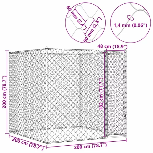  Kutyaketrec 2 x 2 x 2 m Acél