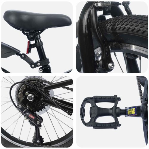  Gyerek Bicikli 24 Hüvelyk 6-Speed 8-12 éves korig Fekete