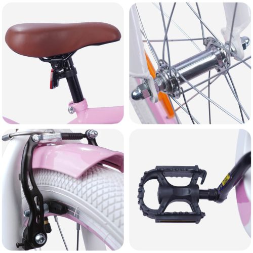  Gyerek Bicikli 18 Hüvelyk 5-7 éves korig Világos Rózsaszín