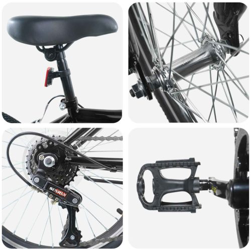  Gyerek Bicikli 24 Hüvelyk 6-Speed 8-12 éves korig Fekete