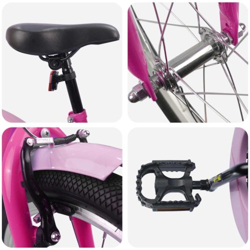  Gyerek Bicikli 18 Hüvelyk 5-7 éves korig Sötét rózsaszín