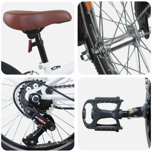  Kids Mountain Bike 20 Hüvelyk 6-Speed 5-8 éves korig való Fehér