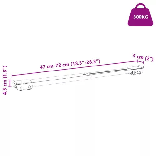 Mosógép Állvány Kerekekkel 2 db Hossz 46-71 cm 300 kg