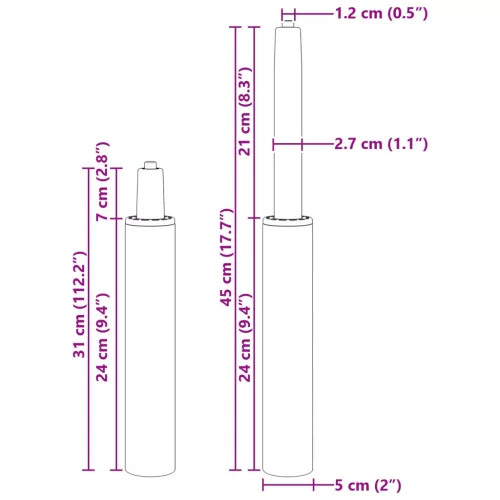  Irodai Szék Gázláb Fekete 14 cm Vas