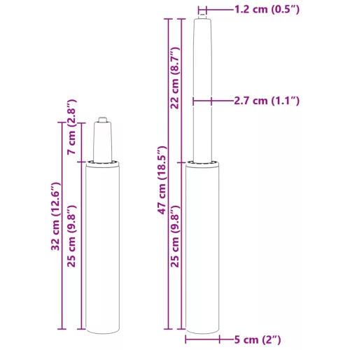  Irodai Szék Gázláb Fekete 15,5 cm Vas