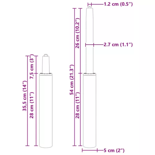  Irodai Szék Gázláb Fekete 18,5 cm Vas