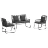  Kert étkező szett 3 pcs Fekete, Antracitszürke 113 x 69 x 83 cm