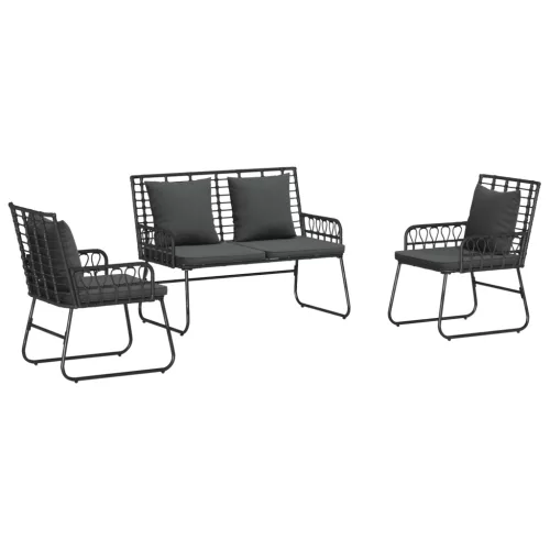  Kert étkező szett 3 pcs Fekete, Antracitszürke 113 x 69 x 83 cm