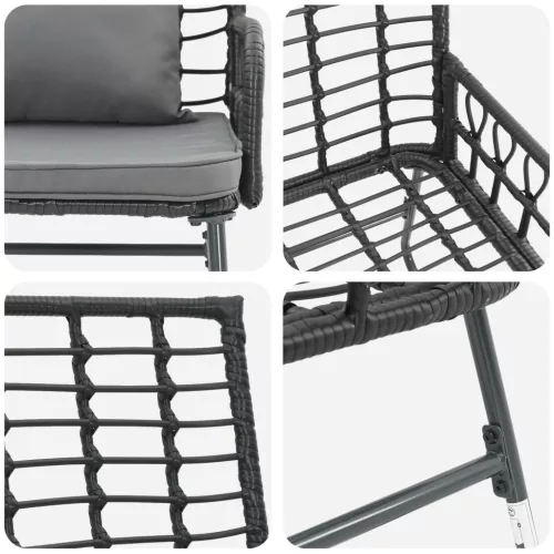  Kert étkező szett 3 pcs Fekete, Antracitszürke 113 x 69 x 83 cm